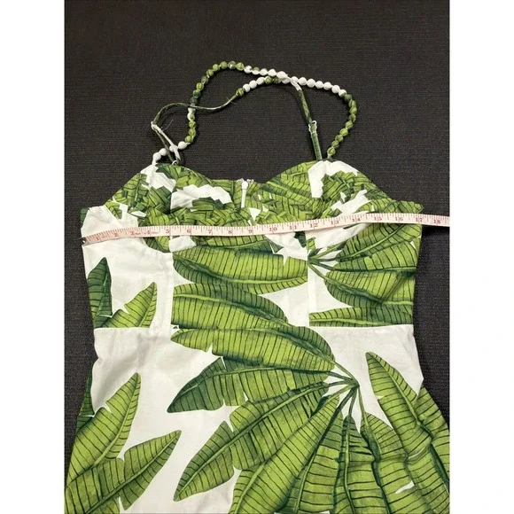 New‎ FARM RIO Off-White Palm Fan Midi Dress Size Large Cotton Sundress - Picture 11 of 13
